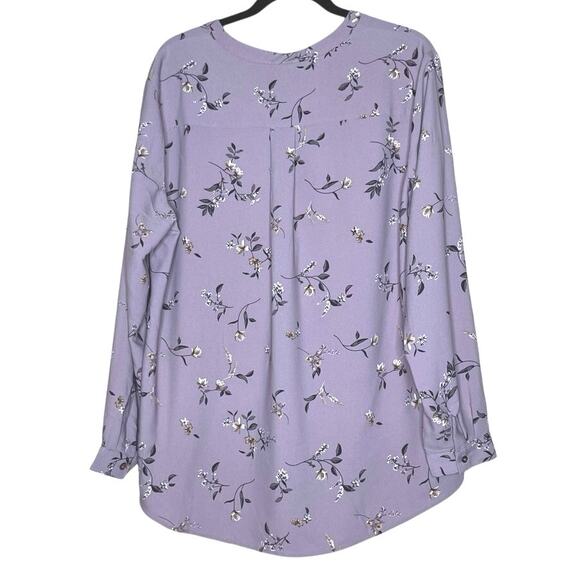 Hilary Radley Top, Purple Floral Shirt, Office, Cottagecore - Picture 3 of 6